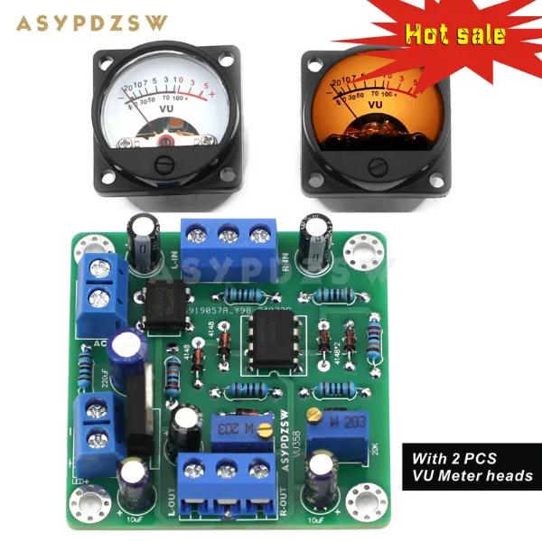 ASYPDZSW VU358 VU Level LM358 Audio Meter driver DIY Kit/Finished board +2 PCS With warm LED meter head Adjust