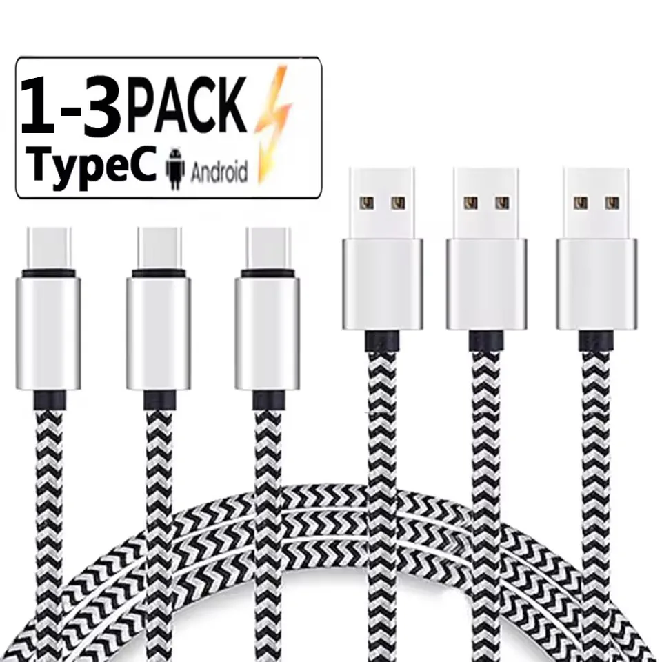 USB Type C Cable 2.4A Fast Charging Battery Charger Wire Woven Nylon Data Cable Mobile Phone Charger For Huawe