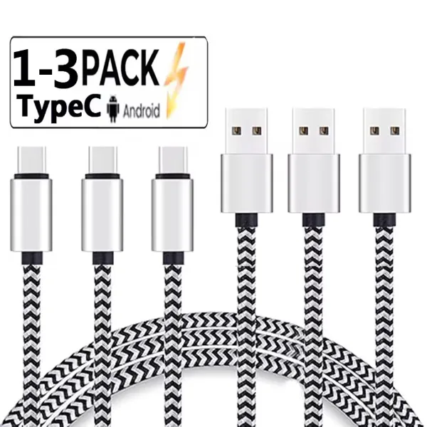 USB Type C Cable 2.4A Fast Charging Battery Charger Wire Woven Nylon Data Cable Mobile Phone Charger For Huawe