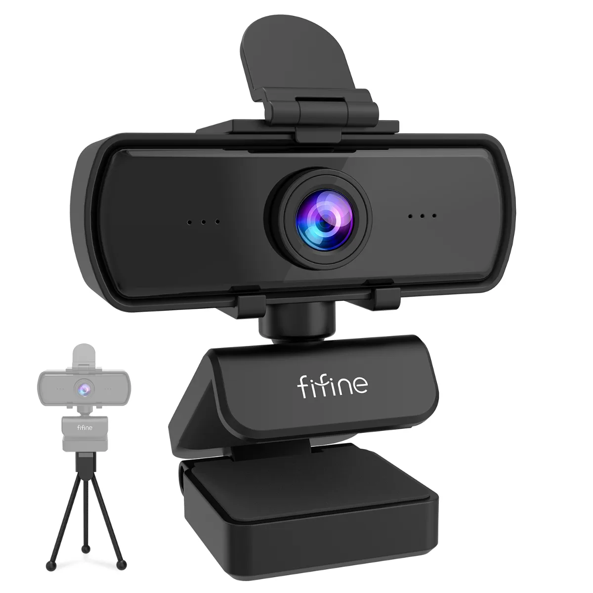 FIFINE 1440p Full HD PC Webcam with Microphone, Tripod, for USB Desktop & Laptop, Live Streaming Webcam for Vi