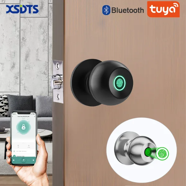 XSDTS With Tuya Biometric Fingerprint Smart Door Lock Electronic Lock  Keyless Security Door Entry Home House 