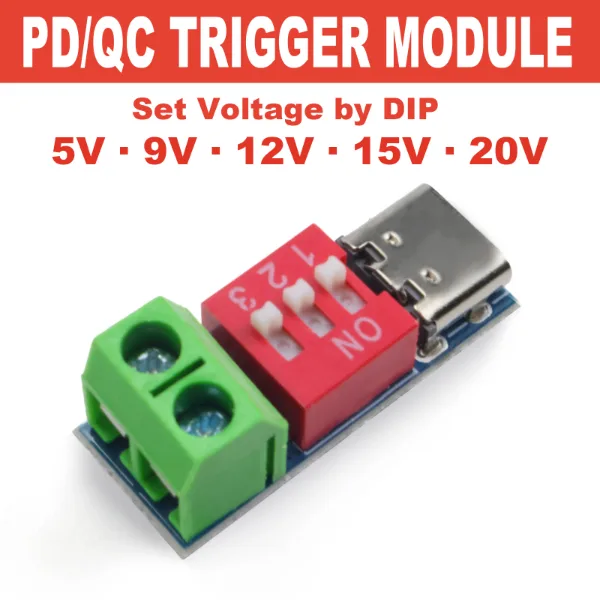 PD Trigger Module Type-C 5V 9V 12V 15V 20V Adjustable Decoy 100W Plug and Play No Soldering for Fast Charging 