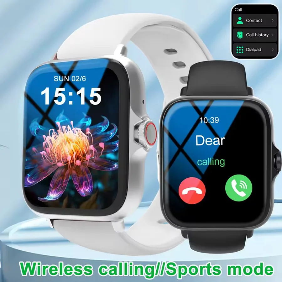 Smart watch with full touch screen, call, message reminder, music control and other functions, compatible with