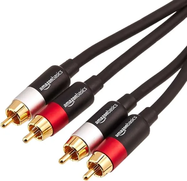 Amazon Basics 2 RCA Stereo Audio Cable for Hi-Fi System, Amplifier, Active Speakers or Subwoofer with Gold-Pla