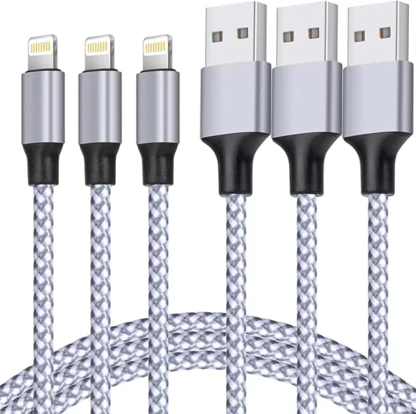 iPhone Charger, Lightning Cable 3PACK 6FT MFi Certified USB Charging Cord | Nylon Braided High Speed Transfer 