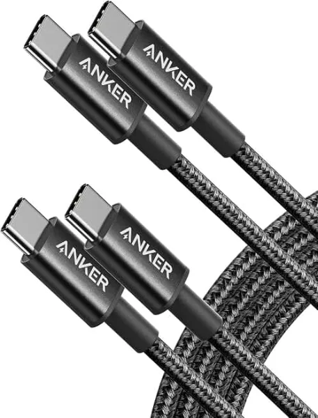 Anker USB C to USB C Cable, 60W Fast Charging Cable (2-Pack, 6 ft, Black) | For iPhone 17 Series, iPad mini 6,