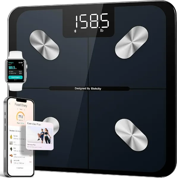 Etekcity Smart Scale for Body Weight, FSA&HSA Eligible, Bathroom Digital Weighing Scale with BMI, Body Fat, Mu