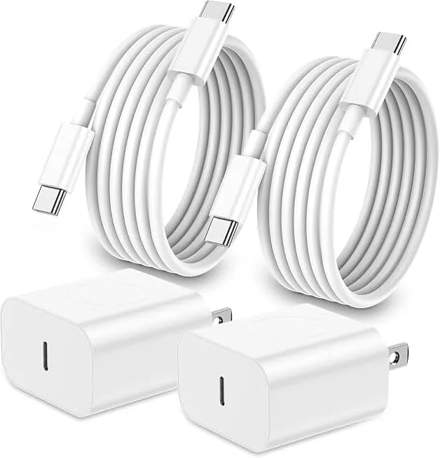 iPhone 17 16 15 Charger Fast Charging,2Pack 20W Apple iPad USB C Wall Charger Block with 6FT USB C to C Cable